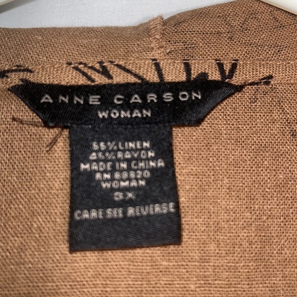 Anne Carson Woman Zip-Front Linen Hoodie in 3X with Palm Tree Graphic Print - Picture 13 of 14